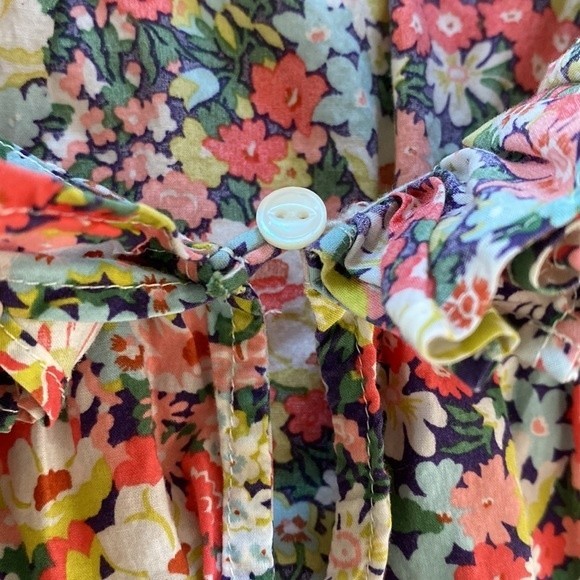 J. Crew Liberty Print Floral Ruffle Blouse Sleeveless Tie Split Neck Thorpe - Picture 5 of 16